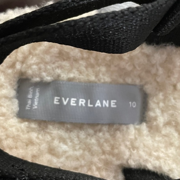 Everlane Teddy Sport Sandal Sherpa Lined Black W/ Cream Faux Fur Sole Sz 10 NEW - Picture 3 of 4